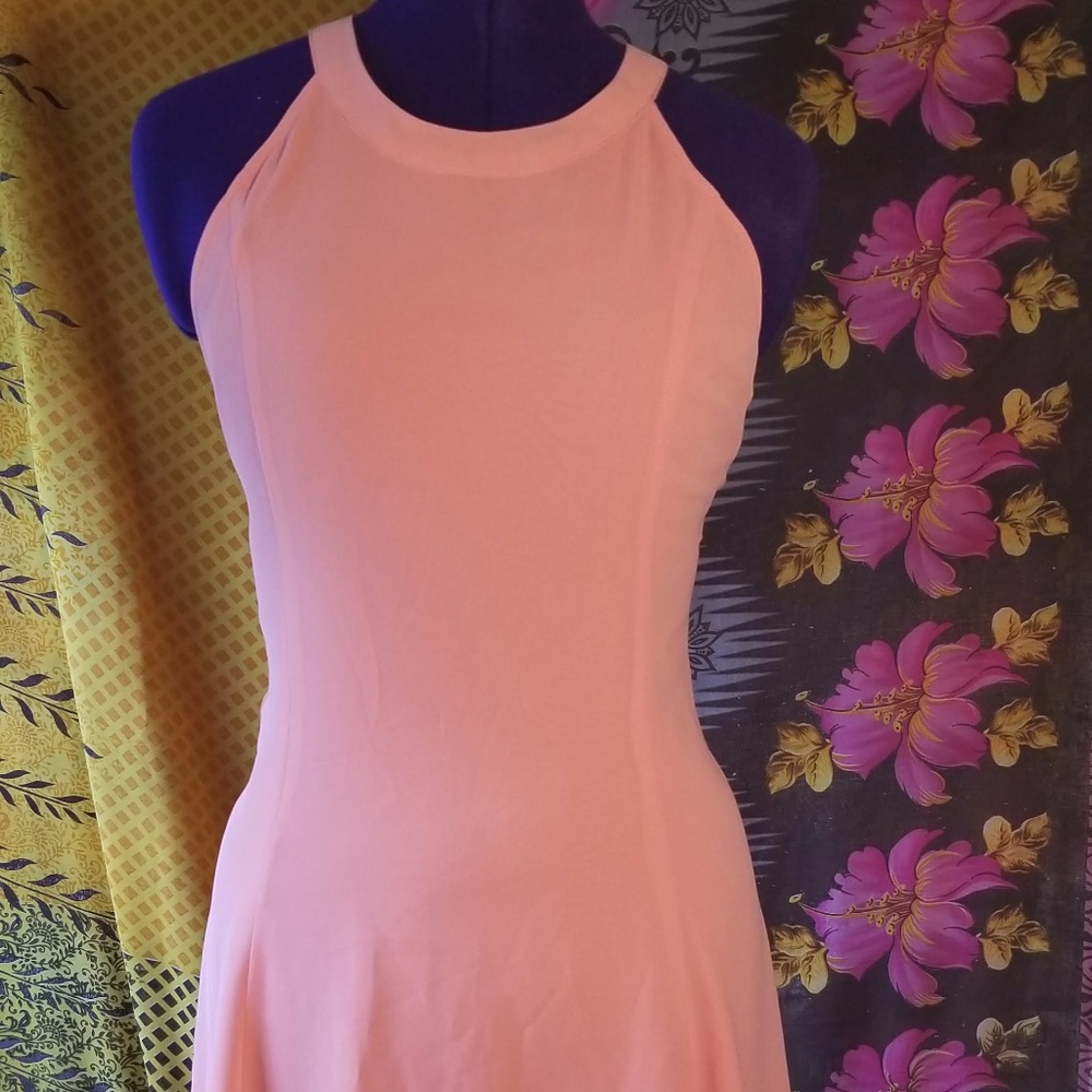 Fitted, Peach, Short Dress with Detailing on Back